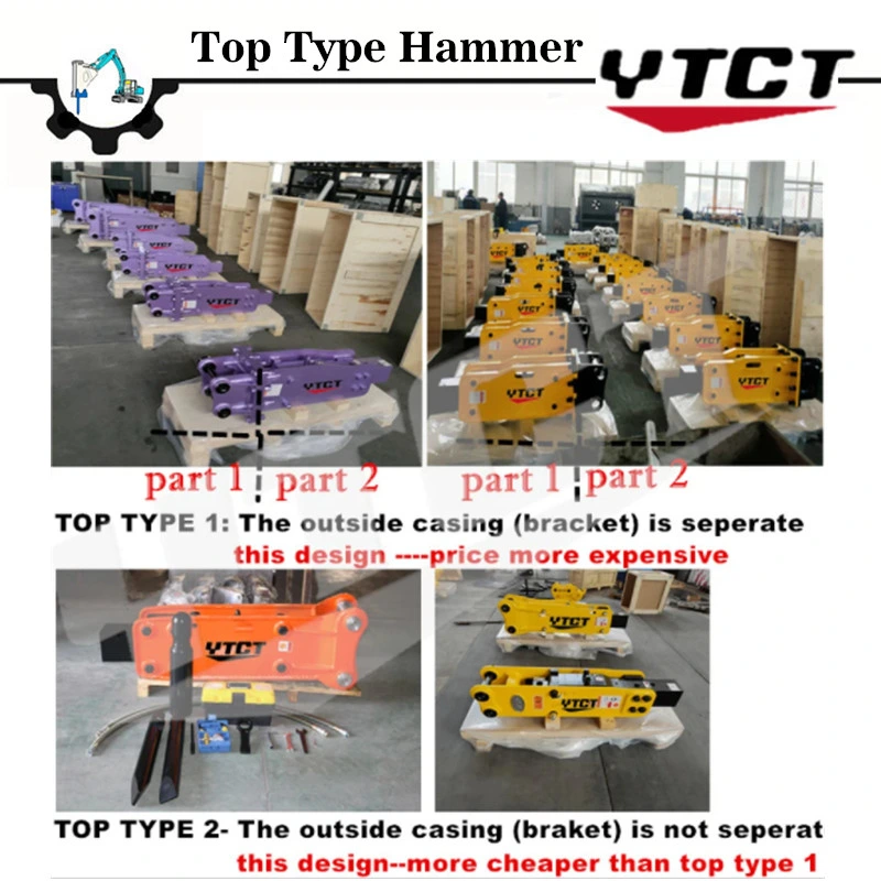 Chisel 140mm Diamter Breaker for 18-26 Ton Excavator Ytct Box Type Hydraulic Rock Hammer with Auto Grease.