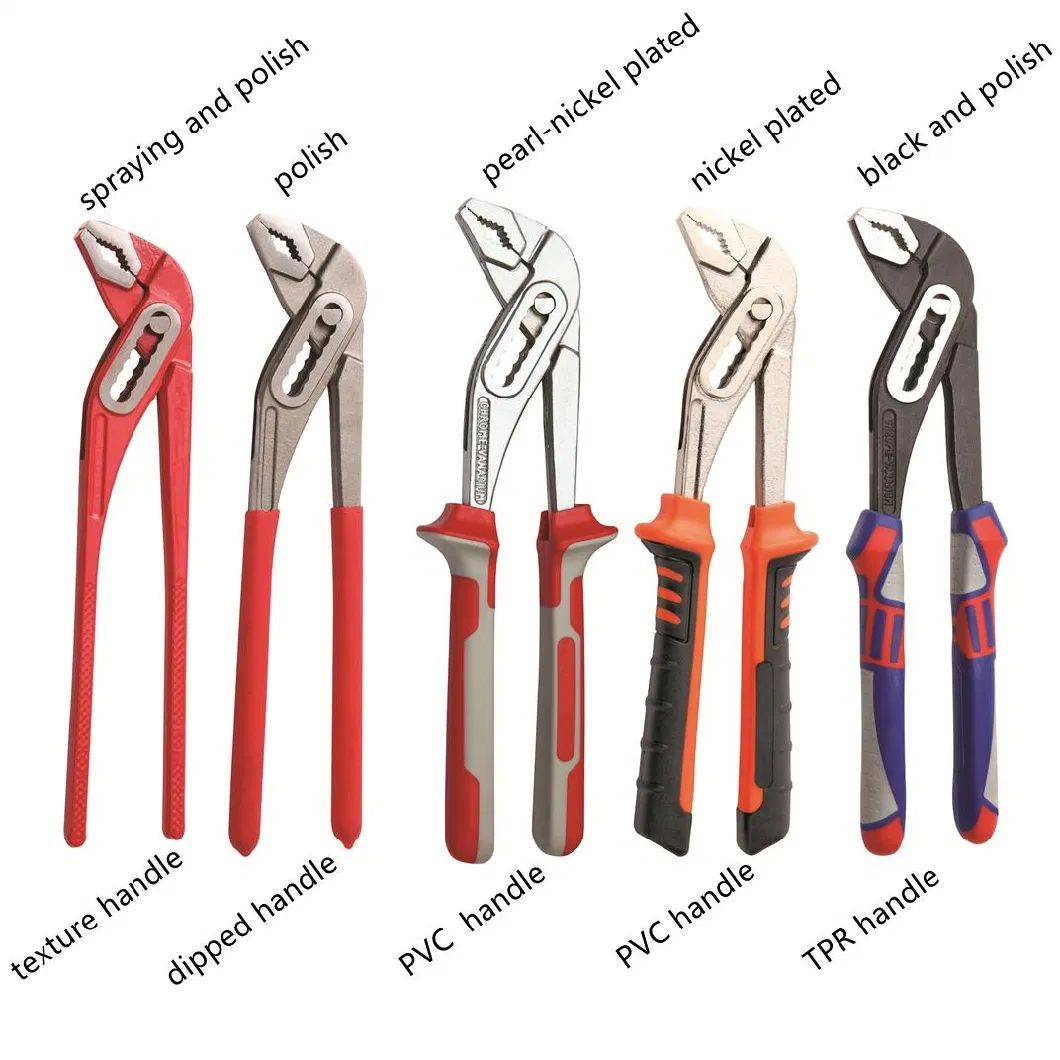 Professional Water Pump Pliers,Hand Tool,Hardware Tool,Made of Carbon Steel, CRV,Chrome Vanadium, Hardware, Polished, Nickle Plated, Black, with Dipped Handle