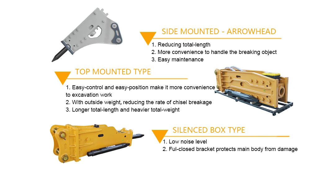 Top Mounted Silenced Box Type Hydraulic Breaker for Excavator Digger